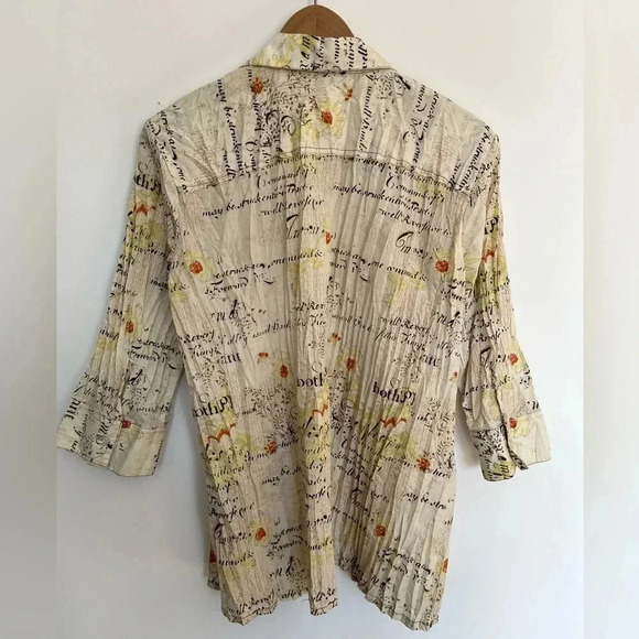 Marie Claire button down  shirt with vintage imprinted design size large - Picture 4 of 5